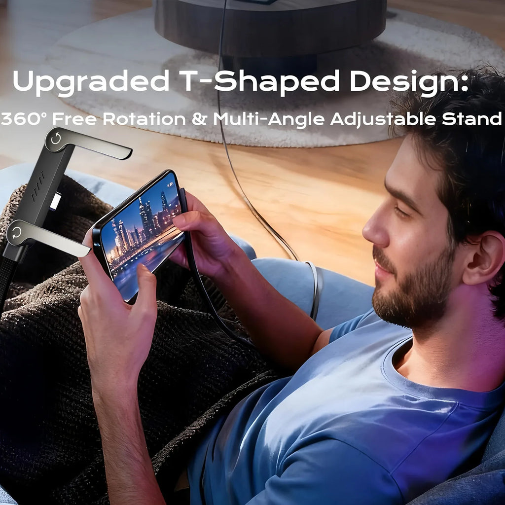 2-IN-1 USB Type-C Cable Foldable Mobile Phone Holder 240W Fast Charge Data Cable Multifunction Phone Charge Bracket PD USB OTG